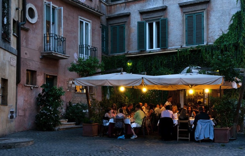 Motorcycle Tour of Italy dinner courtyard