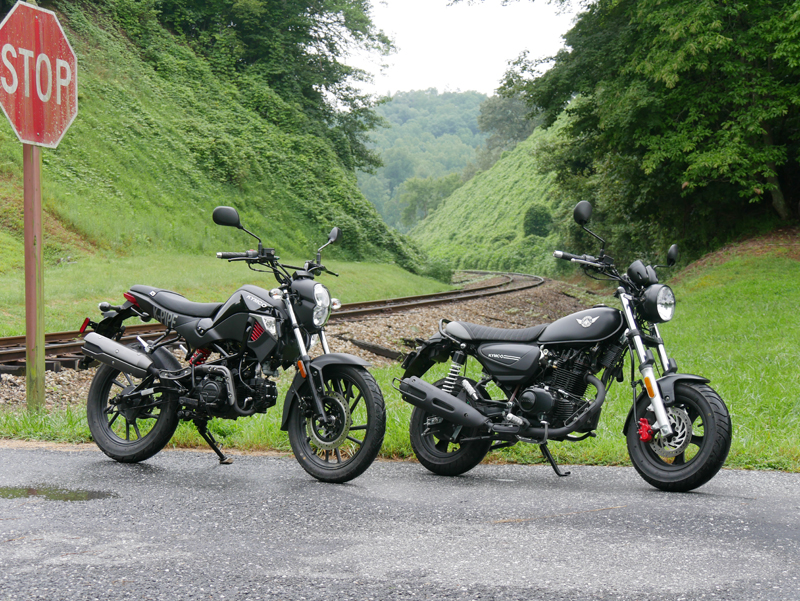 kymco spade 150 and k-pipe 125 small motorcycles big fun two bikes