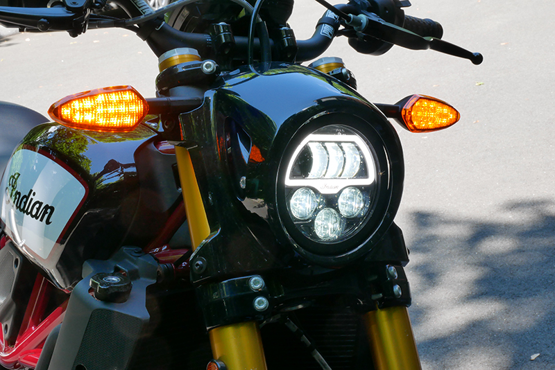 new bike review indian motorcycle ftr 1200 s v-twin roadster headlight