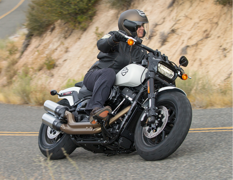 2018 Harley-Davidson Softails Review. Mid-placed pegs on the new Fat Bob.review 2018 harley-davidson softails fat bob pegs