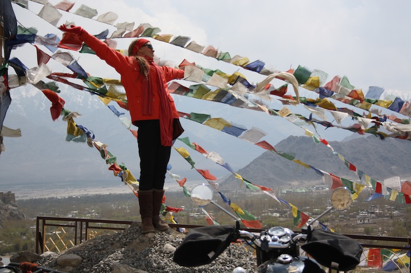 Backroads with Betsy Motorcycling in the Himalayas prayer flags 