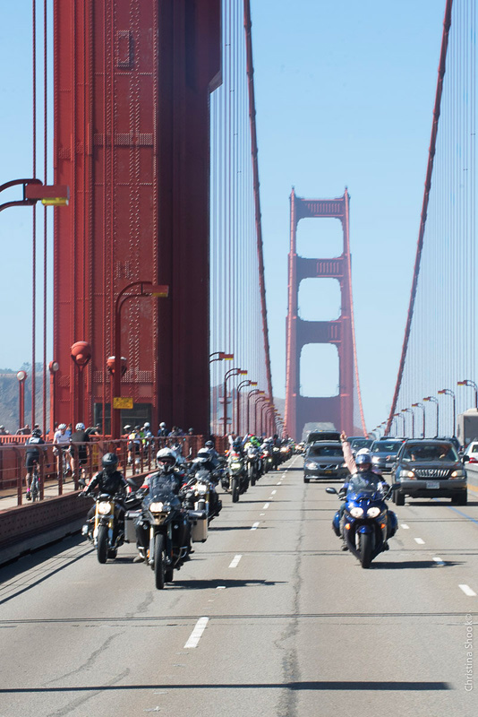 large scale womens motorcycle ride wraps up in san francisco sisters centennial golden gate bridge