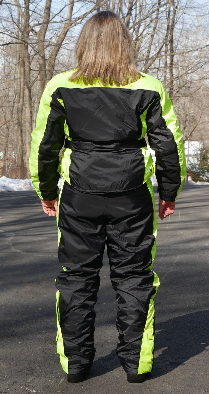 affordable technical 4 season motorcycle riding suit hi-viz rain liner
