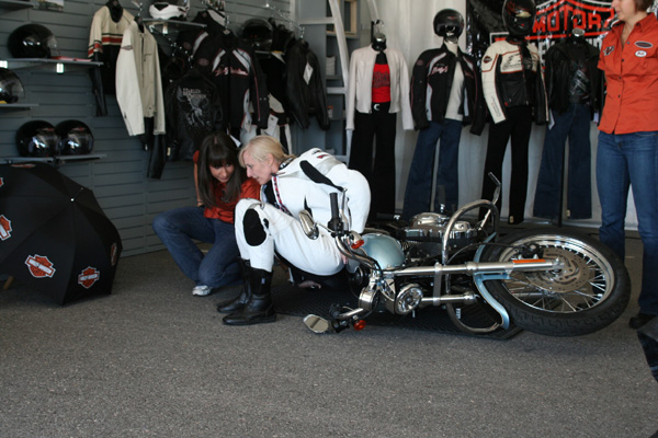 Technique for Lifting a Dropped Motorcycle Sportster