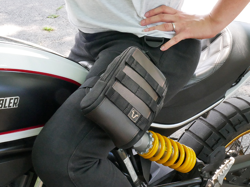 Lightweight bags that strap securely to your leg for on and off the