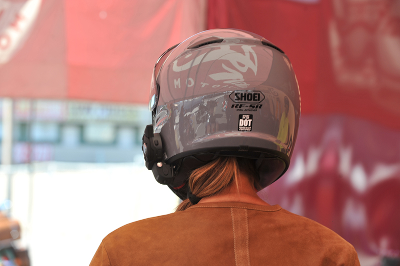shoei rf-sr entry-level motorcycle helmet back