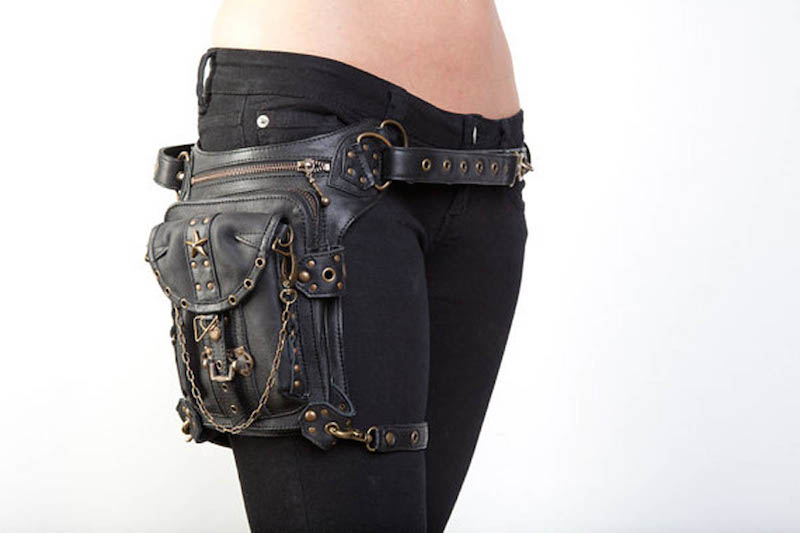 Steampunk Waist Bag Pack Hip Belt Vintage Gothic Retro Travel Purse  Motorcycle Bag Stud Rivet Buckle - Walmart.com