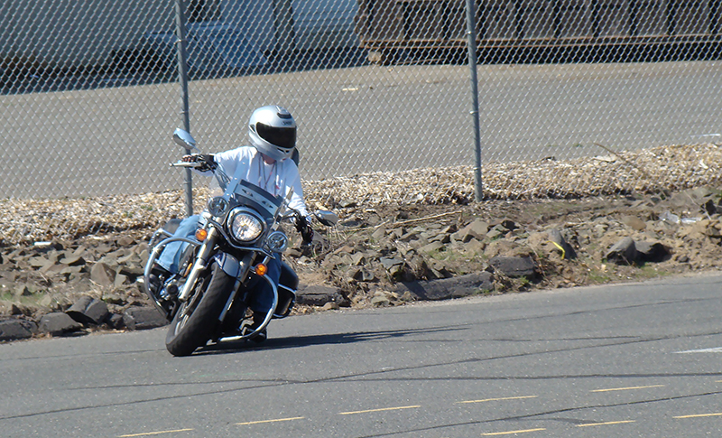 dropping motorcycle in a turn