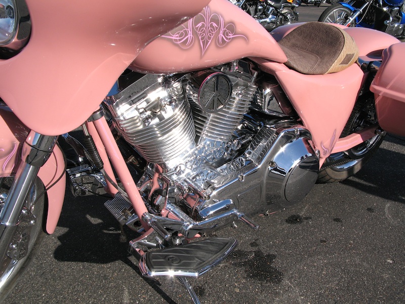 your motorcycles susan barnetts mini pink bagger engine