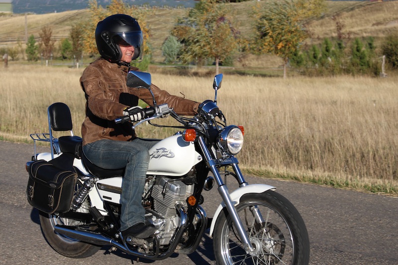 review luscious brown leather jacket from Indian honda rebel