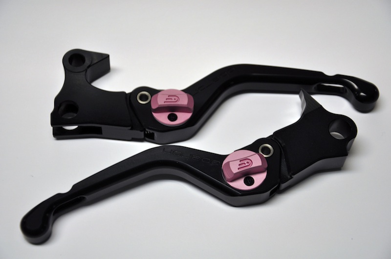 Adjustable Brake and Clutch Levers for Harley-Davidsons Pink Black