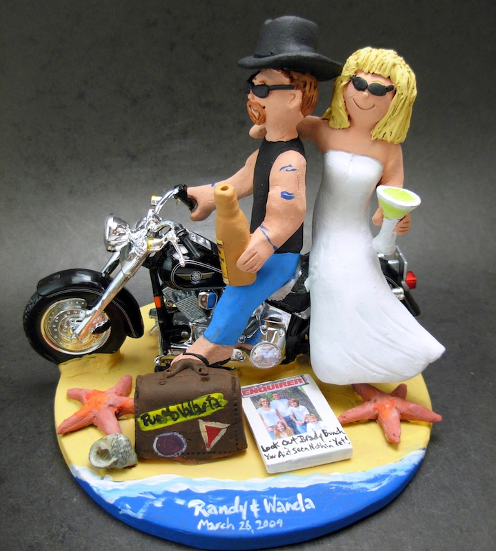 motorcycle themed wedding cake toppers beach