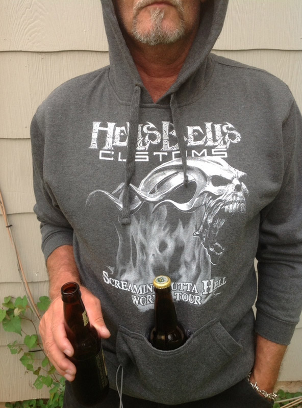 party hoodie drink holder built right in hells bells customs