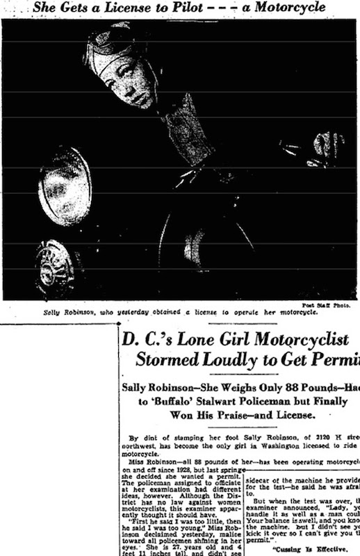 Pinoeers the first woman to get a motocycle license newspaper article