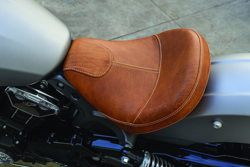 motorcycle review 2015 Indian Scout tan leather seat