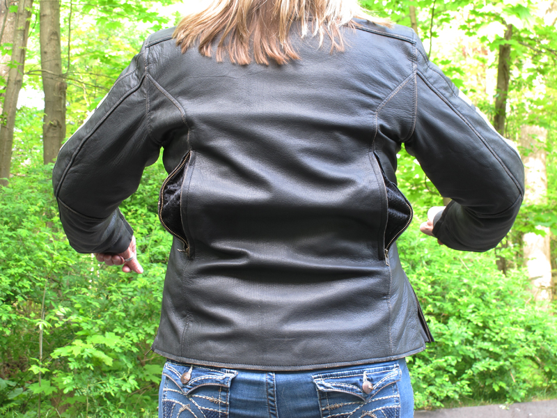 review vintage styled leather womens motorcycle jacket back vents
