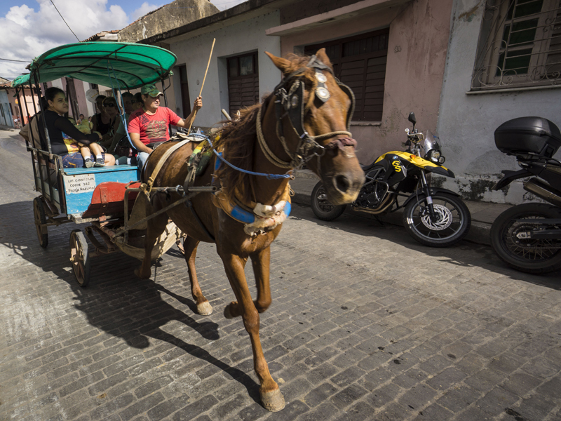 all women motorcycle tour in cuba horse buggy