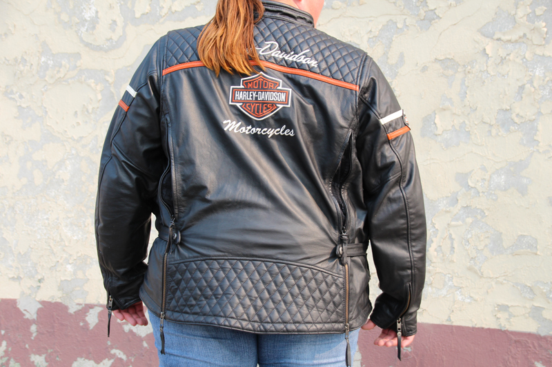 review miss enthusiast mid weight black leather motorcycle jacket back