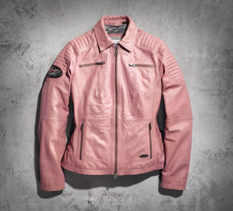 harley davidson pink label gear leather jacket front