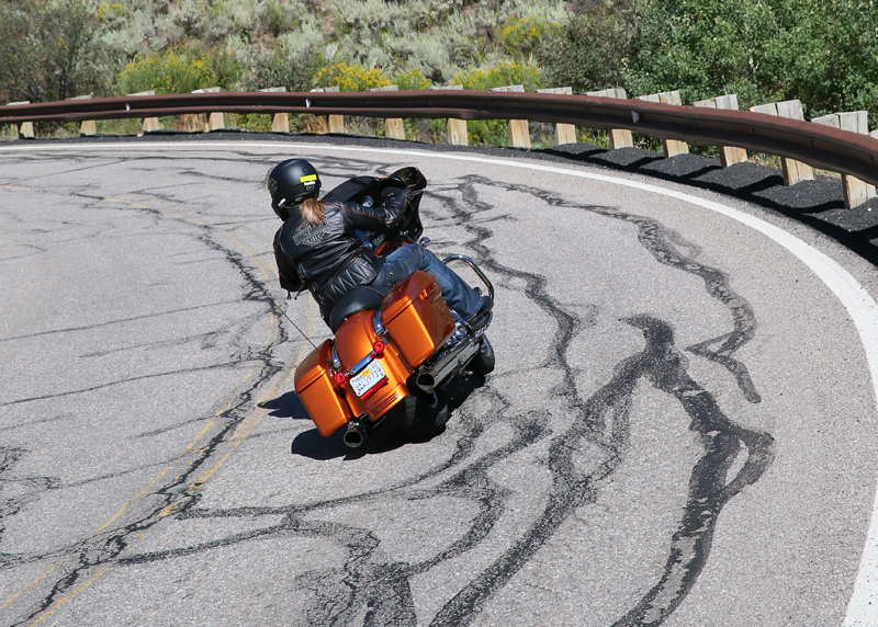 Black tar strips look innocent enough, but if you’ve ever passed over them on your motorcycle while leaning or making a turn you know they are slippery and cause the motorcycle to wiggle because of reduced traction.