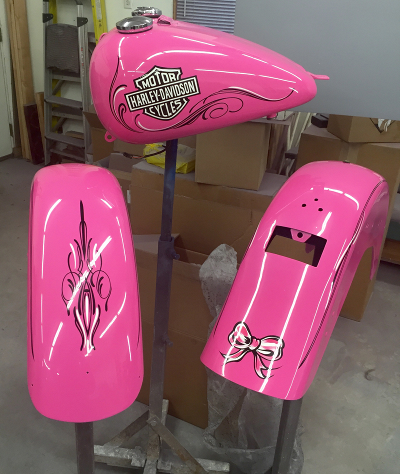 your motorcycles pink sparkly softail pink paint