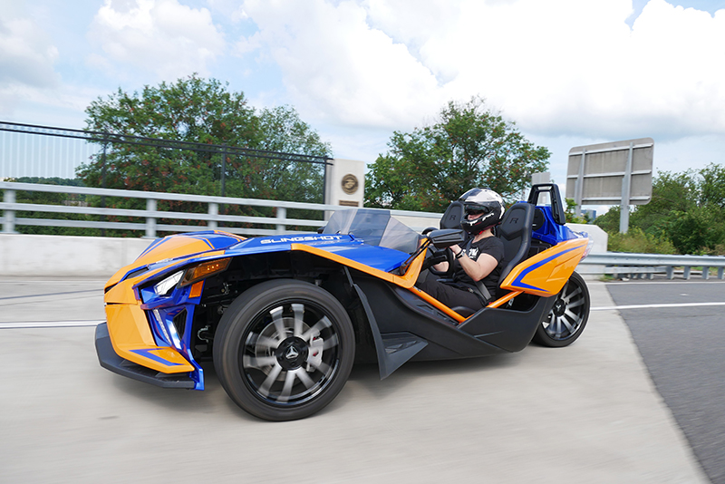 Sarah Schilke loves the sporty handling of the Slingshot R - LE with manual transmission.