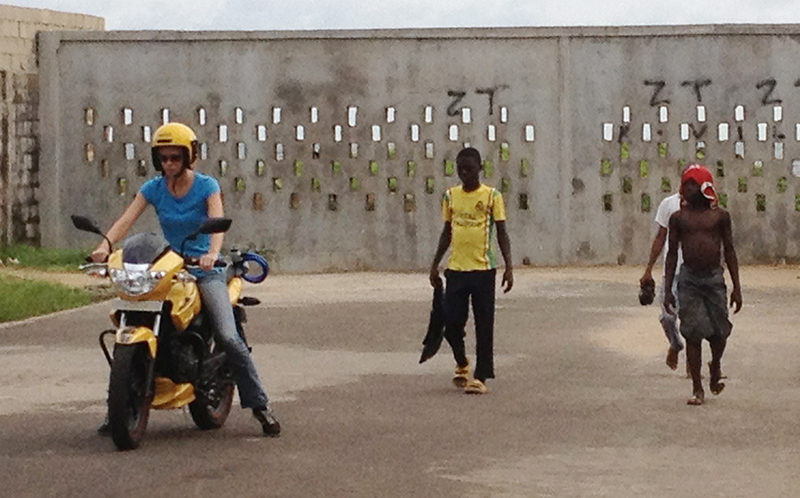 Learning to ride a motorcycle in Liberia, I battled my critical inner voice that scared me a whole lot more than the thought of crashing, falling over, and getting hurt. I didn’t yet know about wearing good protective riding gear.