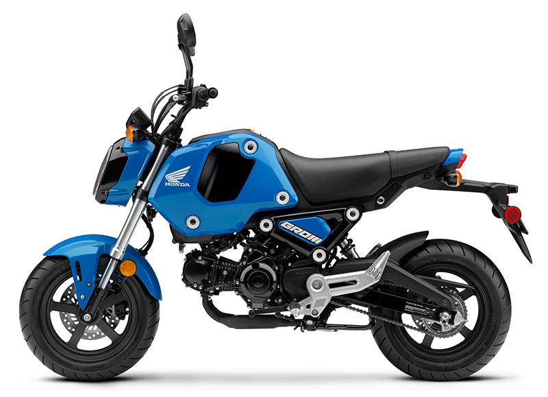 First introduced in 2014, the 124cc Grom mini bike is now in its third generation. The 2022 model shown here received a makeover to “a more refined, easily customizable machine,” including the addition of a fifth gear to its manual transmission.