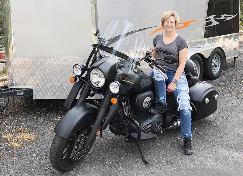 Lenore will be riding her Indian Springfield Dark Horse on this June’s Chix on 66 ride.