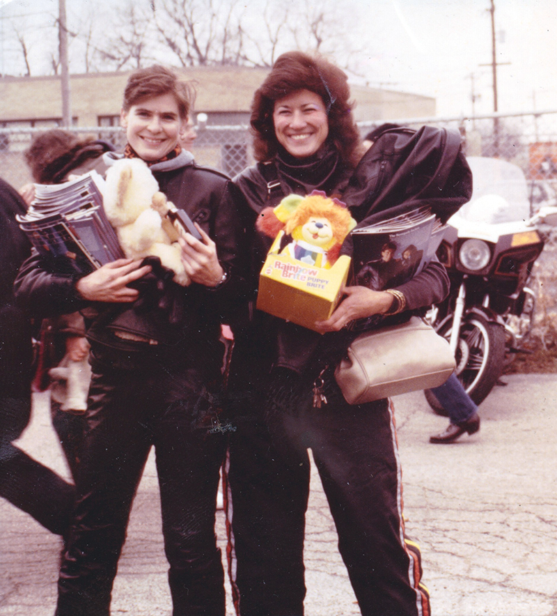 Jo and I at the Chicago Toy Run in 1986, hawking magazines as usual. 