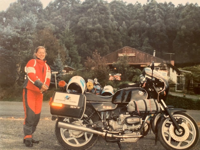 The author poses with the bike that transformed her riding from one of learning to one of serious adventuring. As Dodwell describes this turning point, “In truth I had been testing myself for the past ten years, taking baby steps, inching my way along. Everything from art school to getting my motorcycle license had been attempts to prove that I was in fact the courageous, daring Linda Dodwell I felt myself to be and not the mere shadow of a Linda who had been boxed in, limited, ignored and ridiculed into compliance.”