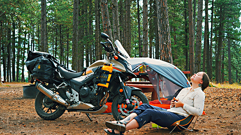 Amanda Zito motorcycle camping