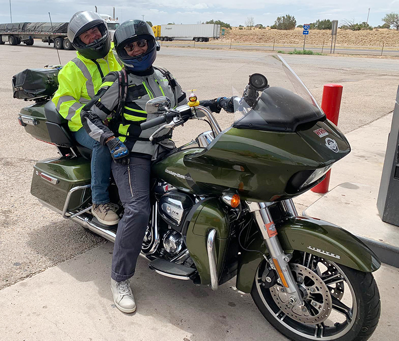 chix on 66 harley-davidson road glide