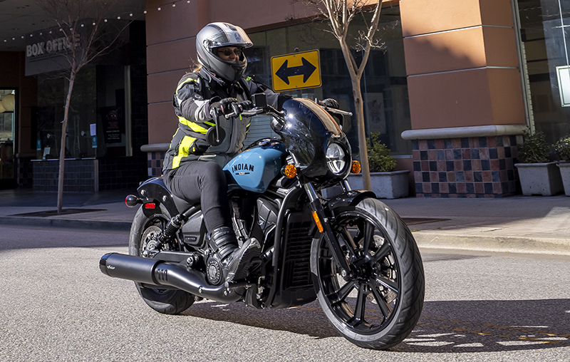 woman riding 2025 Indian Sport Scout