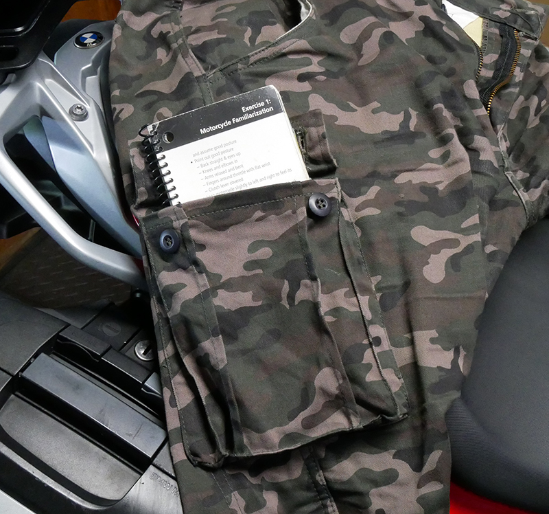 sportbike chic camo pant exterior pocket