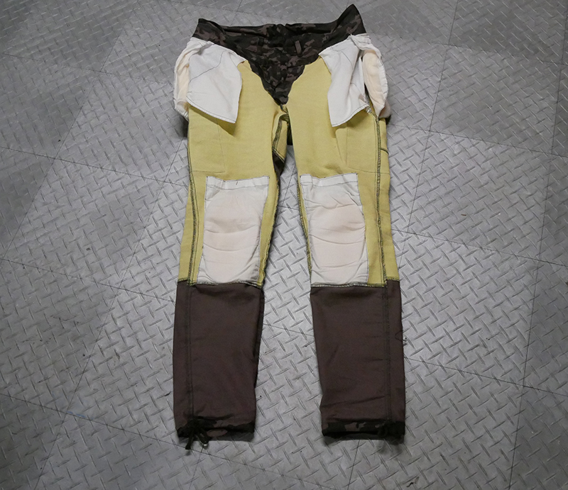 Sportbike chic camouflage pants inside out front