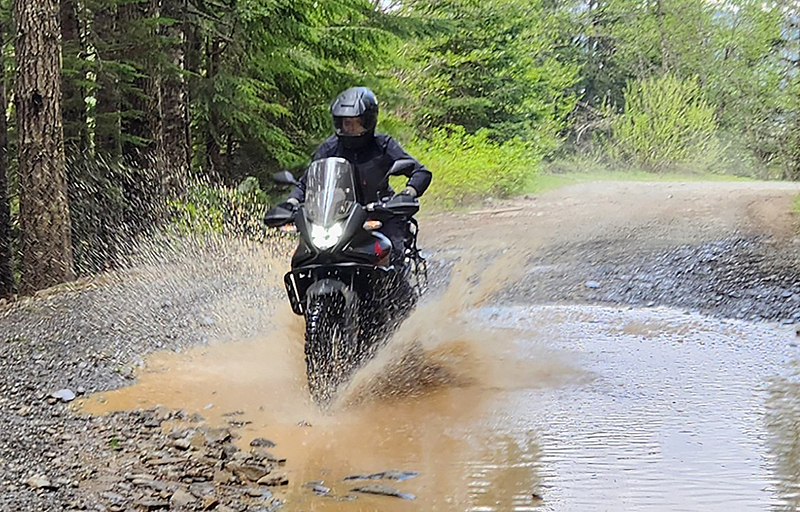 Honda Transalp riding through water