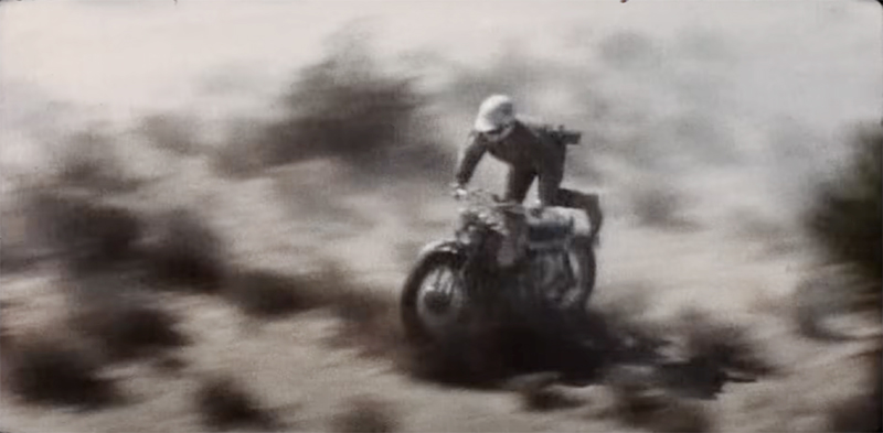 Motorcycle Mary McGee riding motorcycle in Baja 500