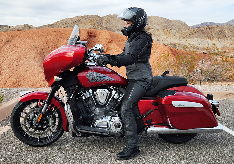 seat height woman riding Indian Chieftain powerplus motorcycle