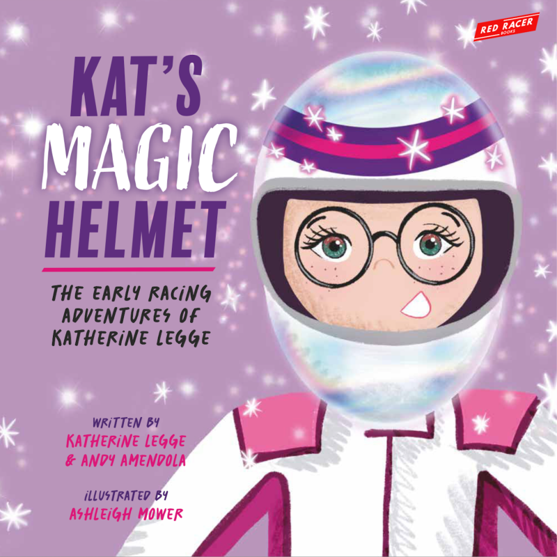 Kat's Magic Helmet - Children's Book Cover picture of a book cover with Kat wearing her magic helmet