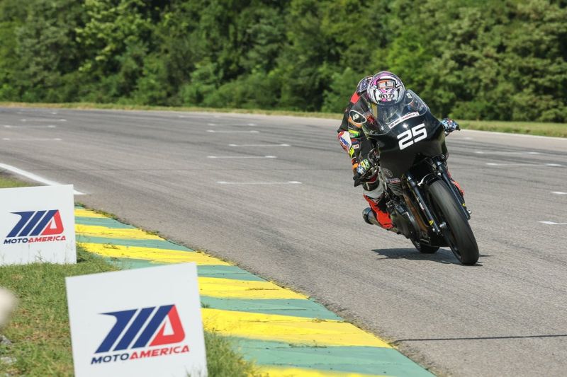 Kira Knebel crosses the finish line at VIR to clinch the 2025 BTR title. BTR riders will return to MotoAmerica tracks in 2026 on race‑spec Royal Enfield Continental GT 650s. (Photo: Brian J. Nelson)