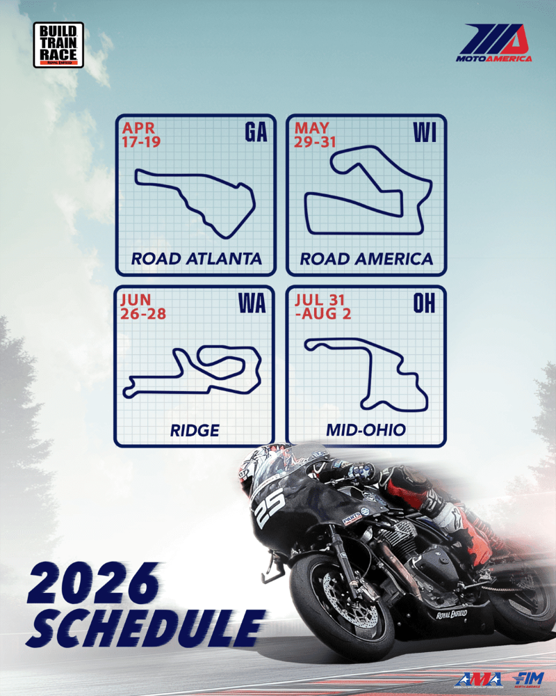The four-round 2026 BTR Championship will begin at Michelin Raceway Road Atlanta (April 17-19), followed by Road America (May 29-31), The Ridge Motorsports Park (June 26-28), and it concludes at Mid-Ohio Sports Car Course (July 31- Aug. 2).