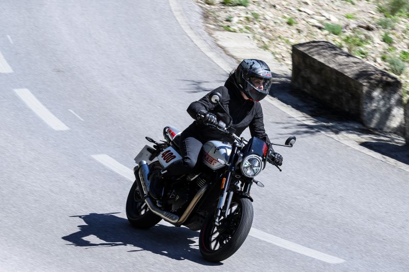 The new Triumph Tracker 400 comes to life on the roads outside Marbella, Spain, blending flat track attitude with everyday rideability. Riding the Tracker 400 highlights its upright position and wide handlebar, offering easy confidence and control.