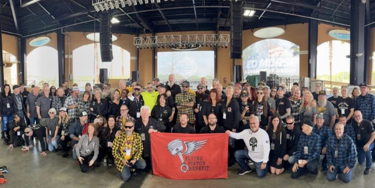 Women gather at the Flying Piston Benefit Builders Breakfast to support scholarships for aspiring female riders. Sturgis Bike Week 2026